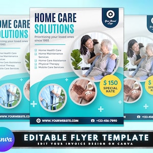Home Care Service Flyer, DIY Flyer Template Design, Health Care Assistance Flyer, Elderly Care Service Flyer, Premade Caregiving Flyer