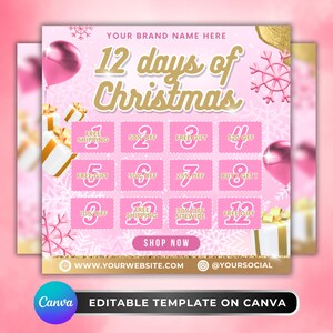 12 Days of Christmas Flyer, DIY Flyer Template Design, December Discount Flyer, Holiday Promo Beauty Flyer, Premade Christmas Deals Flyer
