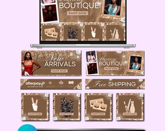 Web Banner, Rose Gold Boutique Website Banners, Beauty Web Banner Template, Shopify Web Banner, Hair Web Banner, Business Site Banner Design