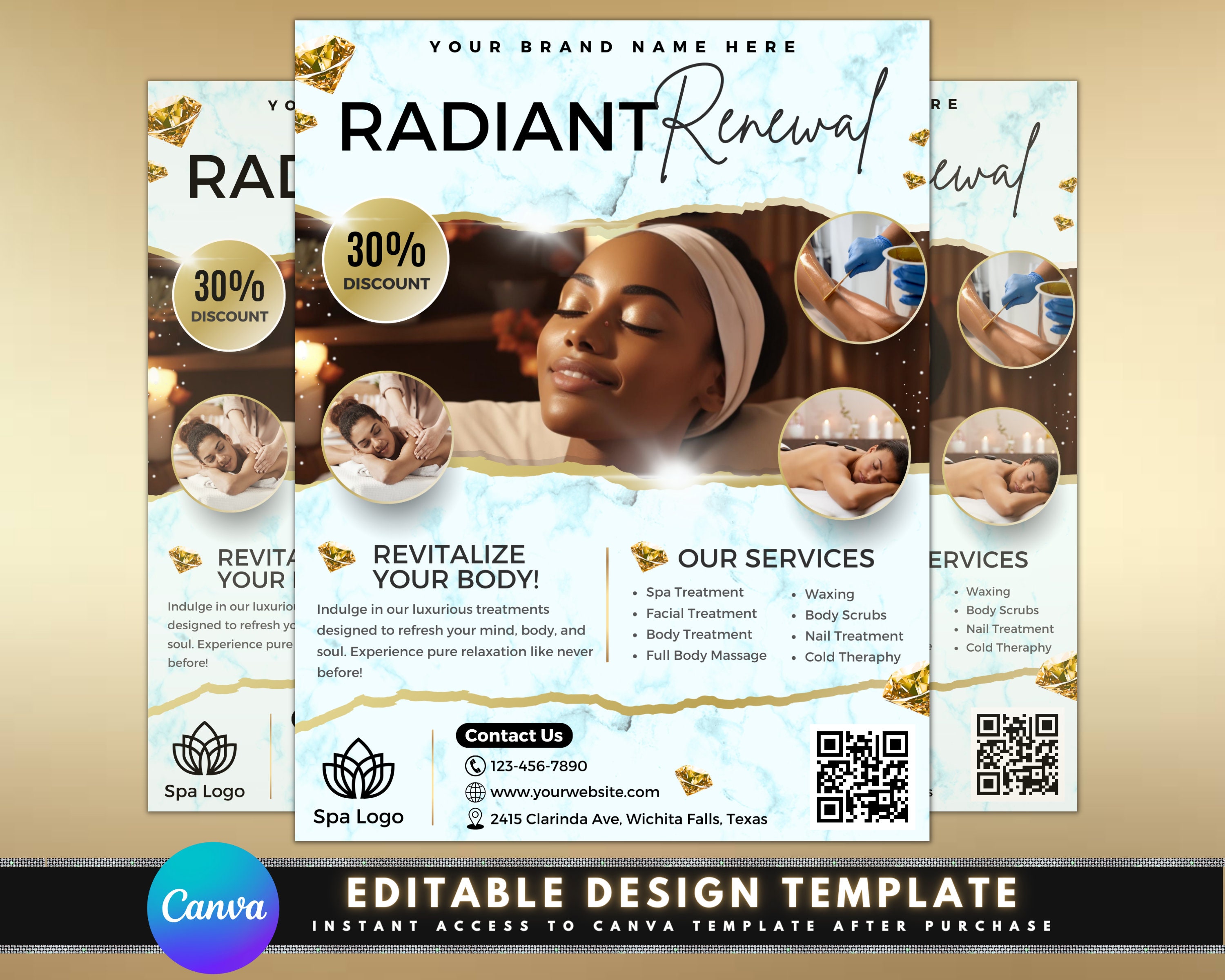 Wellness Flyer, DIY Flyer Template Design, Body Facial Treatment Flyer, Massage Flyer, Spa Services Flyer, Premade Esthetician Beauty Flyer