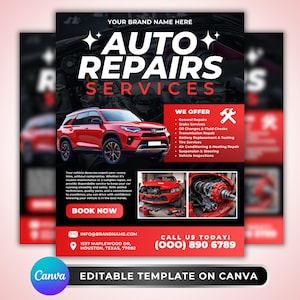 Auto-Reparaturen Dienstleistungen Flyer, DIY Flyer Vorlage Design, Auto Detailing Flyer, Automobil Geschäft, vorgefertigte Mechaniker Shop Auto Reparatur Flyer