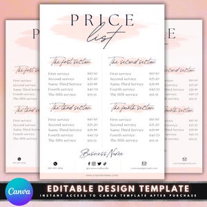 Price List, DIY Flyer Template Design, Price Sheet, Hair Pricing Flyer, Pricelist Flyer, Pricing Guide Sheet, Premade Salon Product Service