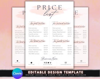 Price List, DIY Flyer Template Design, Price Sheet, Hair Pricing Flyer, Pricelist Flyer, Pricing Guide Sheet, Premade Salon Product Service