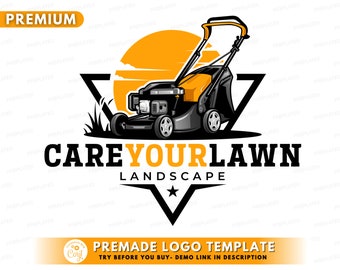 Rasenmäher-Service-Logo, DIY-Logo-Design-Vorlage, Landschaftsbau-Logo, Rasenpflege-Logo, Yard-Service-Logo, Rasenmäher-Logo, Gras-Logo