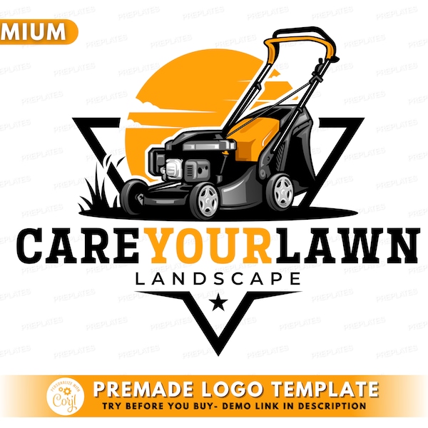 Lawn Mowing Service Logo, DIY Logo Design Template, Landscaping Logo, Lawn Maintenance Logo, Yard Service Logo, Lawn Mower Logo, Grass Logo