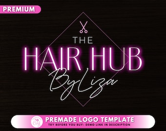 Hair Logo, DIY Logo Design Template, Salon Logo, Makeup Logo, Braids Logo, Hair Bundles Logo, Hair Extensions Logo, Premade Logo