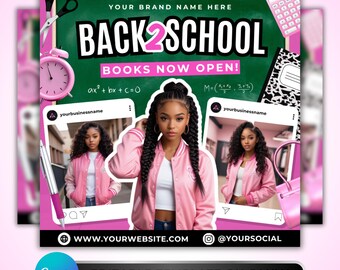 Back To School Booking Flyer: Hair Salon, Braider Promotion, Beauty Marketing Canva Template Design