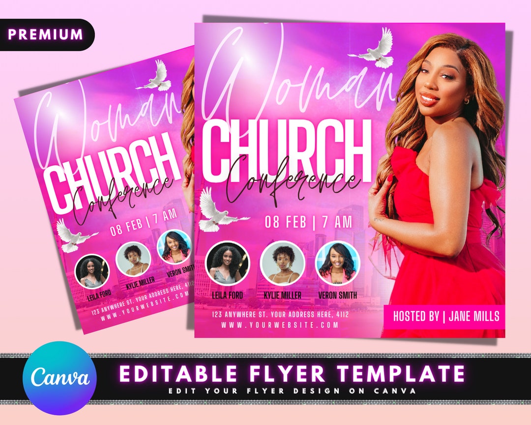 Church Flyer, DIY Flyer Template Design, Woman Church Conference Flyer ...