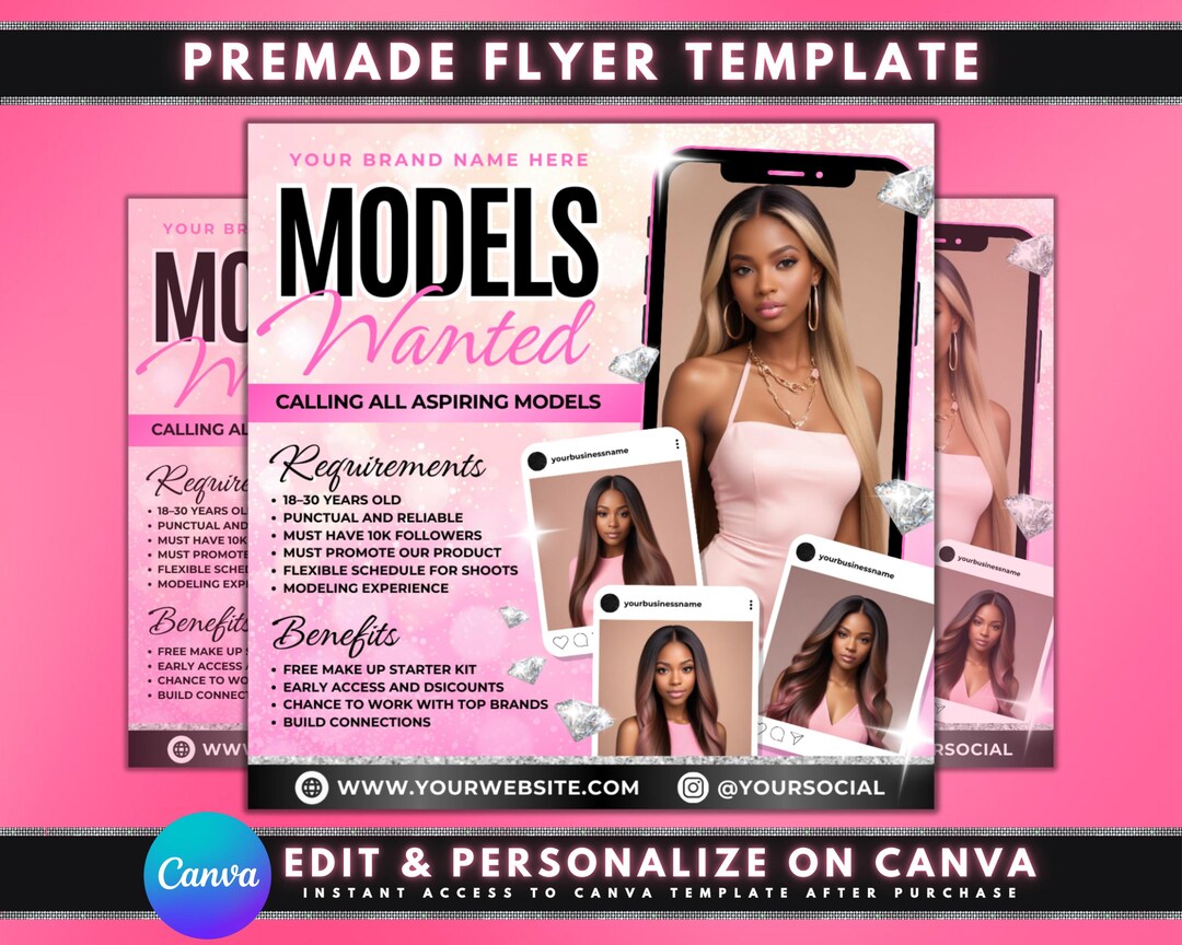 Model Needed Poster Models Wanted Flyer, DIY Flyer Template Design, Aspiring Models Needed ...