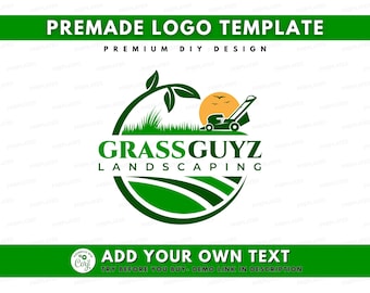 Logo dla pielęgnacji trawników, szablon projektu logo DIY, logo dla branży ogrodniczej, logo dla koszenia trawników, logo dla ogrodnika, gotowe logo dla usług ogrodniczo-przycinania trawników