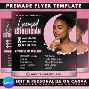 Flyer de esteticista, design de modelo de flyer faça você mesmo, flyer de serviços de cuidados com a pele, flyer de tratamento facial de beleza, flyer de hydrafacial de bem-estar pré-fabricado