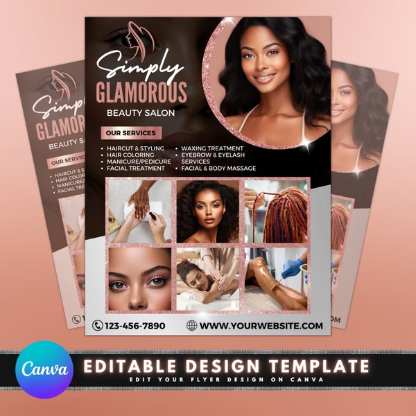 Beauty Salon Flyer, DIY Flyer Template Design, Nail Salon Flyer, Hair Salon Flyer, Beautician Flyer, Lash Flyer, Premade Esthetician Flyer