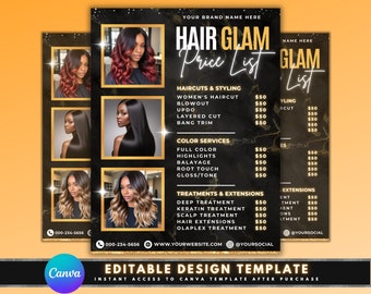 Beauty Salon Pricelist, DIY Flyer Template Design, Beauty Treatment Price Guide, Make Up Price Sheet, Premade Hair Lash Nails Price List
