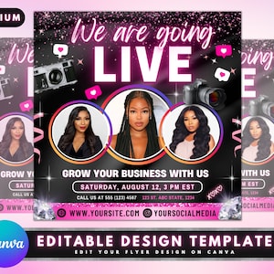 Going Live Flyer, DIY Flyer Template Design, Livestream Flyer, Client Review Flyer, Live Training Flyer, Premade Instagram Live Promotional