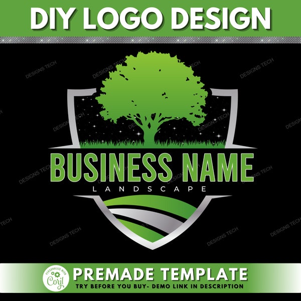 Landscaping Services Logo, DIY Logo Design Template, Lawncare Logo, Lawn Mowing Logo, Gardener Logo, Yard Garden Service Logo