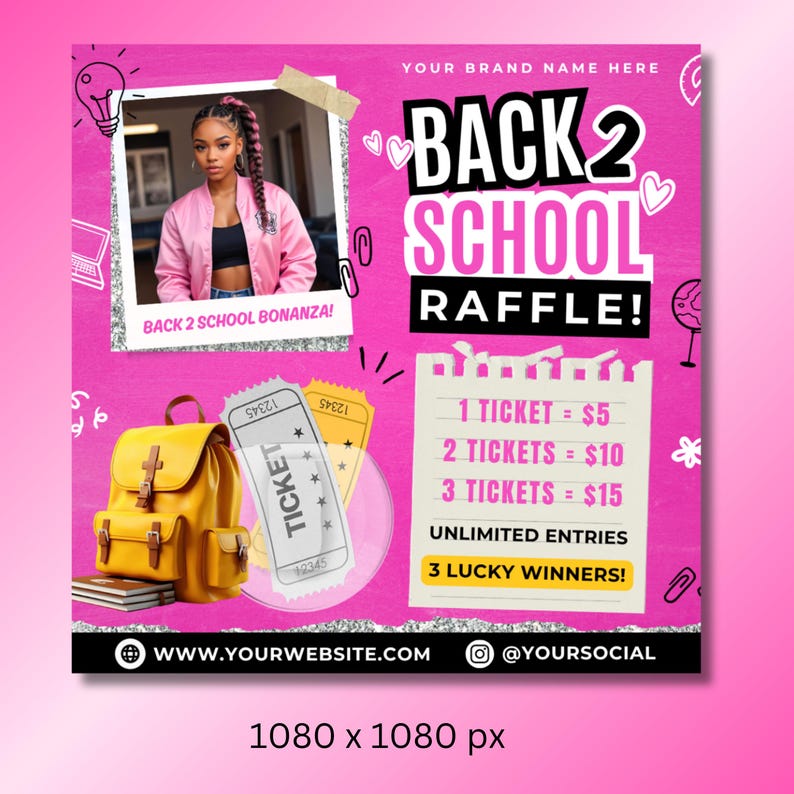 Promoting A Raffle Back to School Raffle Flyer, DIY Flyer Template Design, Back to School ...