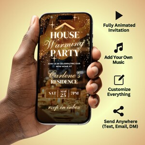 Geanimeerde House Warming Party video-uitnodiging, DIY sjabloonontwerp, feest uitnodigen, nieuwe Home Party Evite, premade vieren verhuizing afbeelding 4