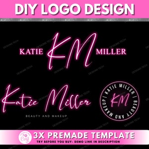 DIY Boutique Logo, Beauty Logo, Neon Logo, Signature Logo, Fashion Logo, Makeup Artist Logo, Salon Business Logo, Premade Logo Template