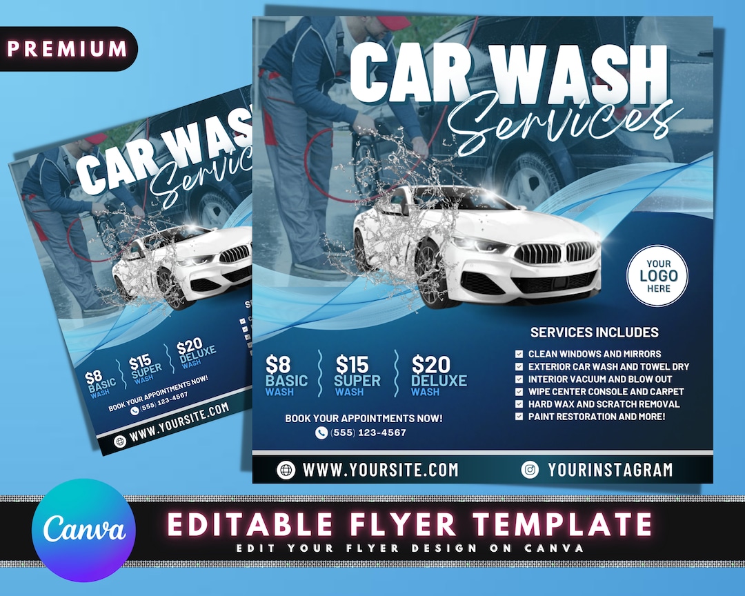 Car Wash Flyer, DIY Flyer Template Design, Car Detailing Flyer