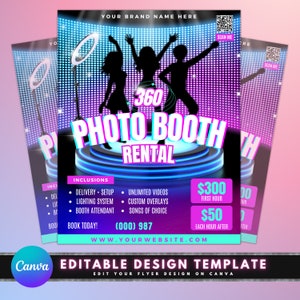 Photo Booth Rental Flyer, DIY Flyer Template Design, 360 Booth Booking Flyer, Photography Rental, Celebration Flyer, Premade Party Flyer