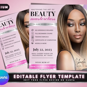 Beauty Masterclass Flyer, DIY Flyer Template Design, Makeup Course Flyer, Makeup Training Flyer, Makeup Artist Flyer, Premade Instagram Post