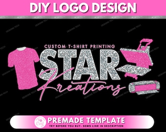 DIY Heat Press Logo, T-shirt Design Logo, Shirt Designer Logo, Cricut Logo, Crafting Logo, Crafter Logo, Premade Business Logo Template