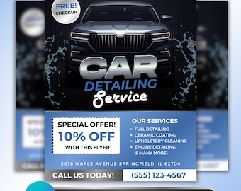Car Detailing Flyer: Auto Wash Promotion, Mobile Detailing Business Marketing Canva Template Design