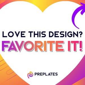 May include: A graphic with a white heart shape against a gradient background of orange, yellow, and purple. The text "LOVE THIS DESIGN? FAVORITE IT!" is displayed in bold, with the word "FAVORITE" in a gradient of purple to orange. A purple arrow points towards the text.