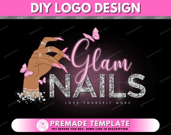 Nails Logo, DIY Logo Design Template, Nail Logo, Nail Technician Logo, Makeup Artist Logo, Nail Polish Logo, Premade Business Logo