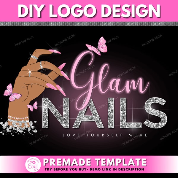 Nails Logo, DIY Logo Design Template, Nail Logo, Nail Technician Logo, Makeup Artist Logo, Nail Polish Logo, Premade Business Logo