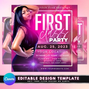 First Class Party Flyer, DIY Flyer Template Design, Luxury Party Invites, VIP Pass Party Event Flyer, Exclusive Club Party Celebration Flyer