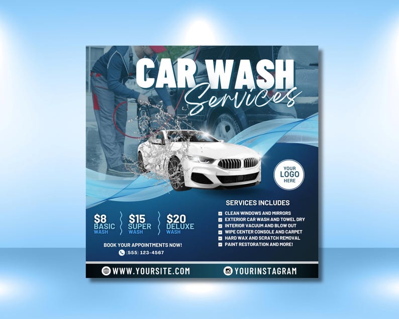 Car Wash Flyer, DIY Flyer Template Design, Car Detailing Flyer, Automotive Services Flyer, Auto Detailing Flyer, Premade Car Care Cleaning image 3