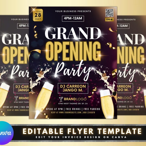 Grand Opening Flyer, Event Flyer, DIY Flyer Template Design, Party Invite Flyer, Business Launch Party Flyer, Celebration Social Media Flyer