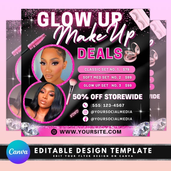 Makeup Deals Flyer, DIY Flyer Template Design, Make up Sale Flyer, Makeup  Artists Discount Flyer, Premade Makeup Pricelist Beauty Lash Flyer 