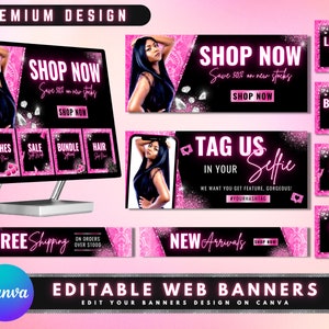 Website Banner, DIY Web Banner Template Design, Shopify Website Banner, Haar Web Banner, Lash Wix Web Banner, Vorgefertigtes Business Design