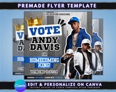 Homecoming King Flyer, DIY Flyer Template Design, Homecoming Flyer, Class Campaign Flyer, School Event Flyer, Premade Vote Prom King Flyer