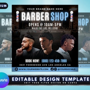 Barber Shop Flyer, DIY Flyer Template Design, Barber Booking Flyer, Hair Cut Flyer, Male Hair Stylist Flyer, Premade Social Media Hair Flyer