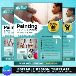 Folheto de empreiteiro de pintura, design de modelo de folheto DIY, folheto de serviços de pintura, folheto de pintura de interiores, folheto de negócios de pintura doméstica pré-fabricada