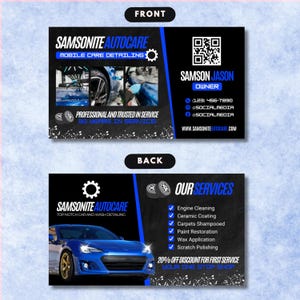 Auto Detailing Visitenkarten, DIY Canva Visitenkarten Vorlage Design, Auto Detailing Visitenkarten, Vorgefertigte QR Code Karten Bild 4