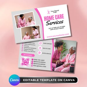 Home Care Services Business Cards, DIY Canva Template Design, Home Health Care Card, Premade Professional Nursing Home Elder Senior Care