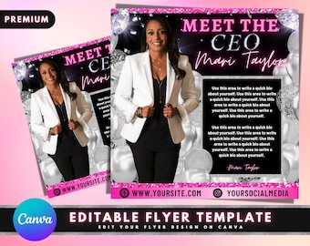 Flyer para apresentação do CEO, modelo de flyer faça você mesmo, flyer para apresentação do proprietário, flyer para empreendedor, flyer para redes sociais, flyer empresarial, flyer pronto
