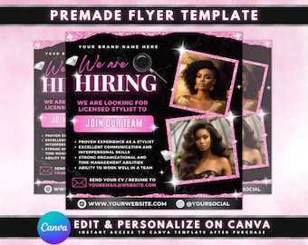 We Are Hiring Flyer, DIY Flyer Template Designs, Hiring Flyer, Join Our Team Flyer, Salon Team Members Wanted Flyer, Premade Apply Now Flyer