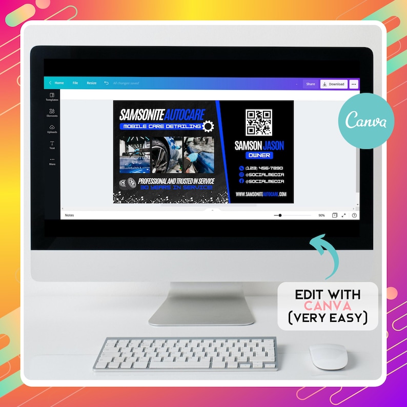 Auto Detailing Visitenkarten, DIY Canva Visitenkarten Vorlage Design, Auto Detailing Visitenkarten, Vorgefertigte QR Code Karten Bild 6