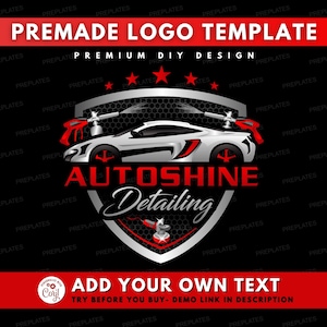 Car Detailing Logo, DIY Logo Design Template, Auto Detailing Logo, Car Repair Logo, Vehicle Logo, Automotive Fix Logo, Premade Logo
