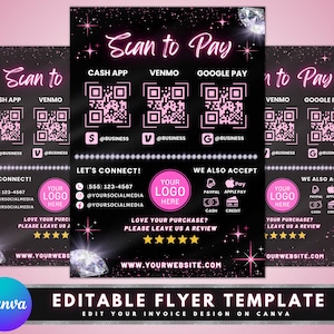 Mobile Payment Sign, DIY Canva Sign Template Design, QR Code Venmo Sign, Cash App Paypal Sign, Google Pay Sign, Premade Scan To Pay Sign