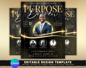 Church Flyer, DIY Flyer Template Design, Male Church Fellowship Service Flyer, Prayers Conference Flyer, Premade Worship Invitation Template