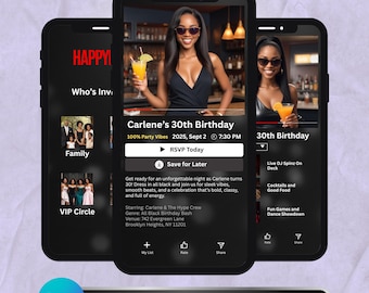 Animated Movie Streaming Party Invite Template, Netflix-Inspired Birthday Digital Invitation, Online Streaming Themed Celebrations RSVP