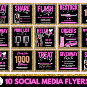 Social Media Flyer, DIY Flyer Design Template, Hair Bundle Flyer, Neon Flyer, Beauty Flyers, Instagram Flyer, Premade Business Flyer Set