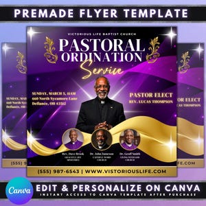 Pastoral Ordination Flyer, DIY Flyer Template Design, Ordination Service Flyer, Deacon Reverend Ordination Flyer, Premade Church Event Flyer