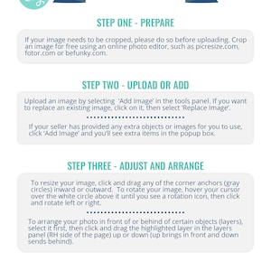 Puede incluir: Instrucciones fotogr&aacute;ficas para cargar y editar im&aacute;genes para una lista de productos. Las instrucciones incluyen pasos para preparar, cargar y ajustar im&aacute;genes. Los pasos est&aacute;n etiquetados como "Preparar", "Cargar o agregar" y "Ajustar y organizar".